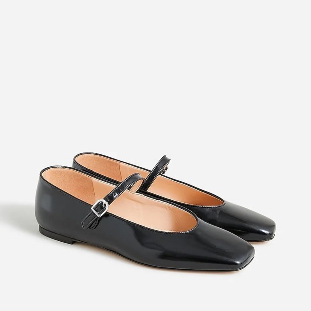 J. Crew Black Mary Jane Leather Flats